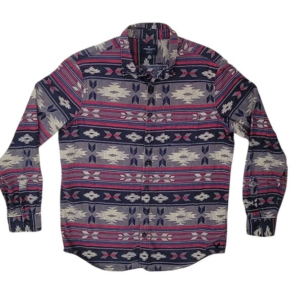 American Eagle Aztec Southwestern Button Down Long Sleeve Shirt Men's Size XLT - Picture 1 of 13